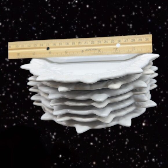 Temp-tations Poinsettia Plate By Tara White Ceramic Flower Pointy Dish set 7 pcs - Picture 5 of 8